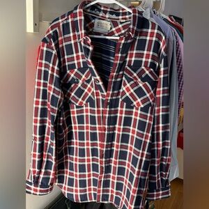 Scotch & Soda Men's Navy and Red Checkered Shirt
